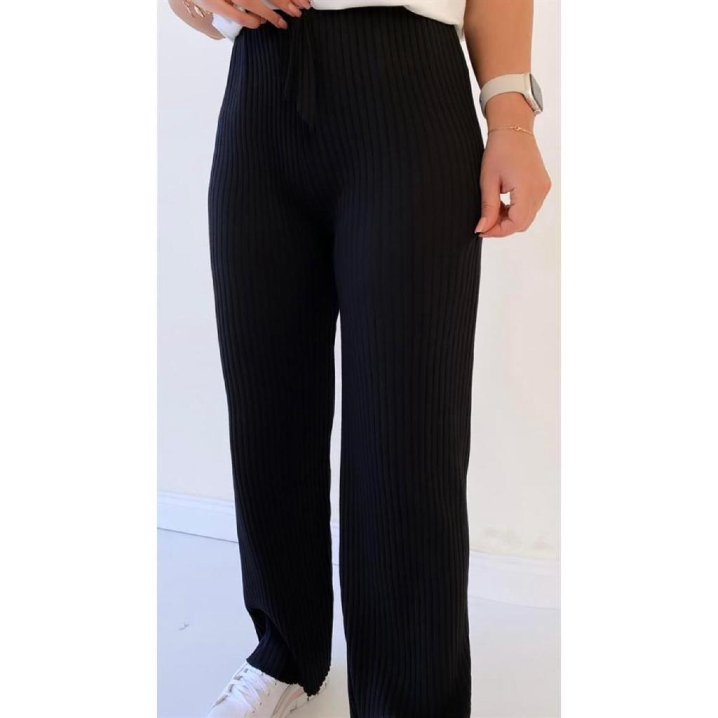 3-piece Smoked - Camel- Black Women's Ribbed Report Trousers