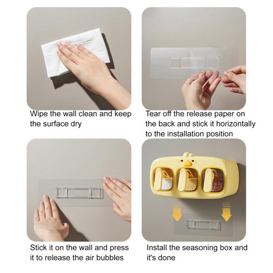 Nástěnný stojan na koření s lžičkou Průhledný vzduchotěsný dávkovač koření Multifunkční krabička na koření Nádoba Kuchyňský úložný organizér