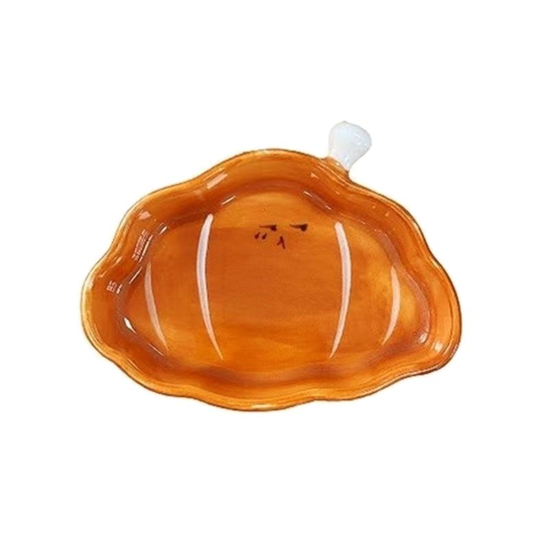 

Hand Painted Ceramic Dessert Plate Creative Croissants Shape Dipping Bowl Kitchen Decoration Food Safe Appetizer Dish