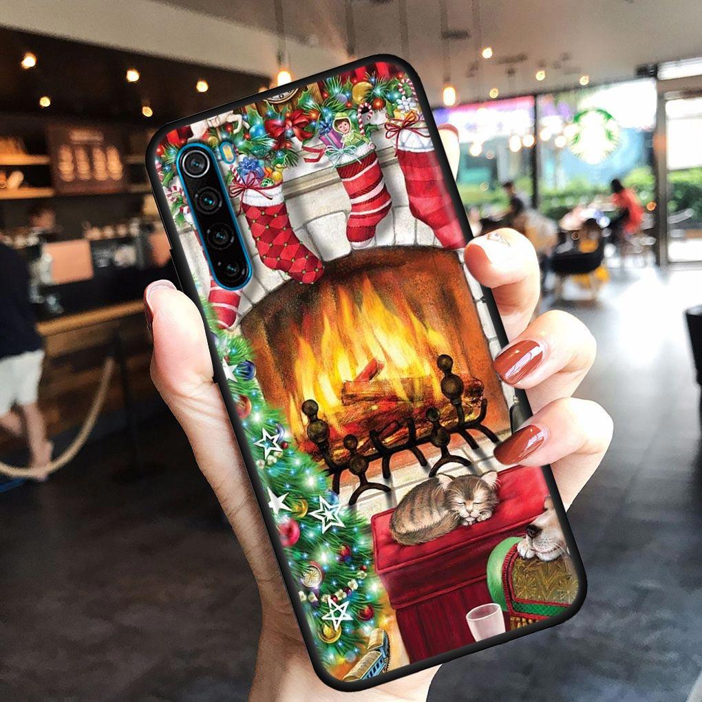 Christmas Santa Claus Mobile Phone Shell for Redmi Note 10 11 11S 11E 7 8 8T 9 9S 9T Pro Plus 4G 5G Black Soft Case Cover Fundas