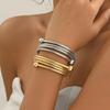 Stainless Steel Gold-Plated Fashion Three-Layer Spiral Round Bracelet for Women Men High-Quality Rock Party Jewelry Accessories