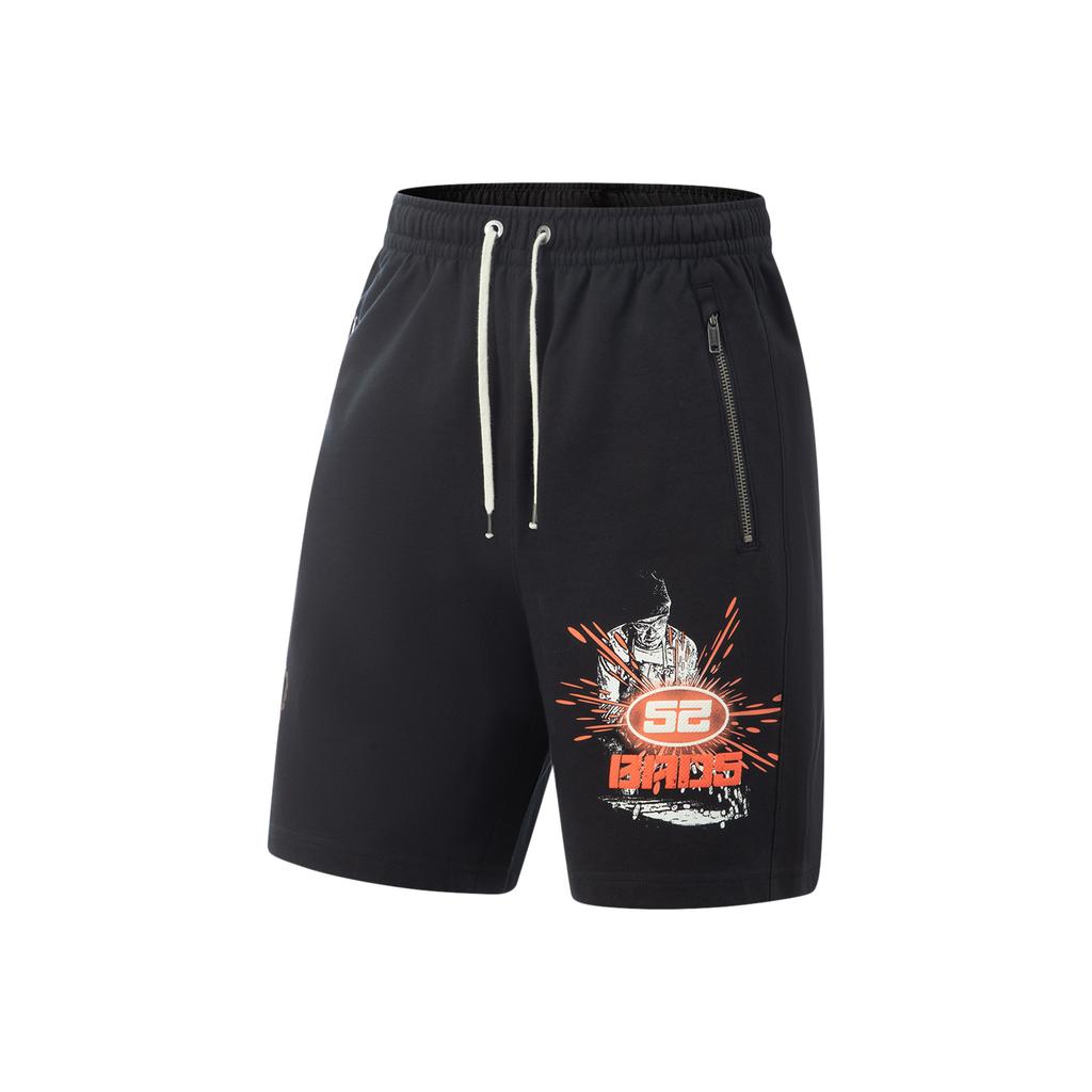 Li-Ning Basketball Series Sport Minimalist Letter Lace-Up Casual Shorts Men Shorts Black AKSV741-2
