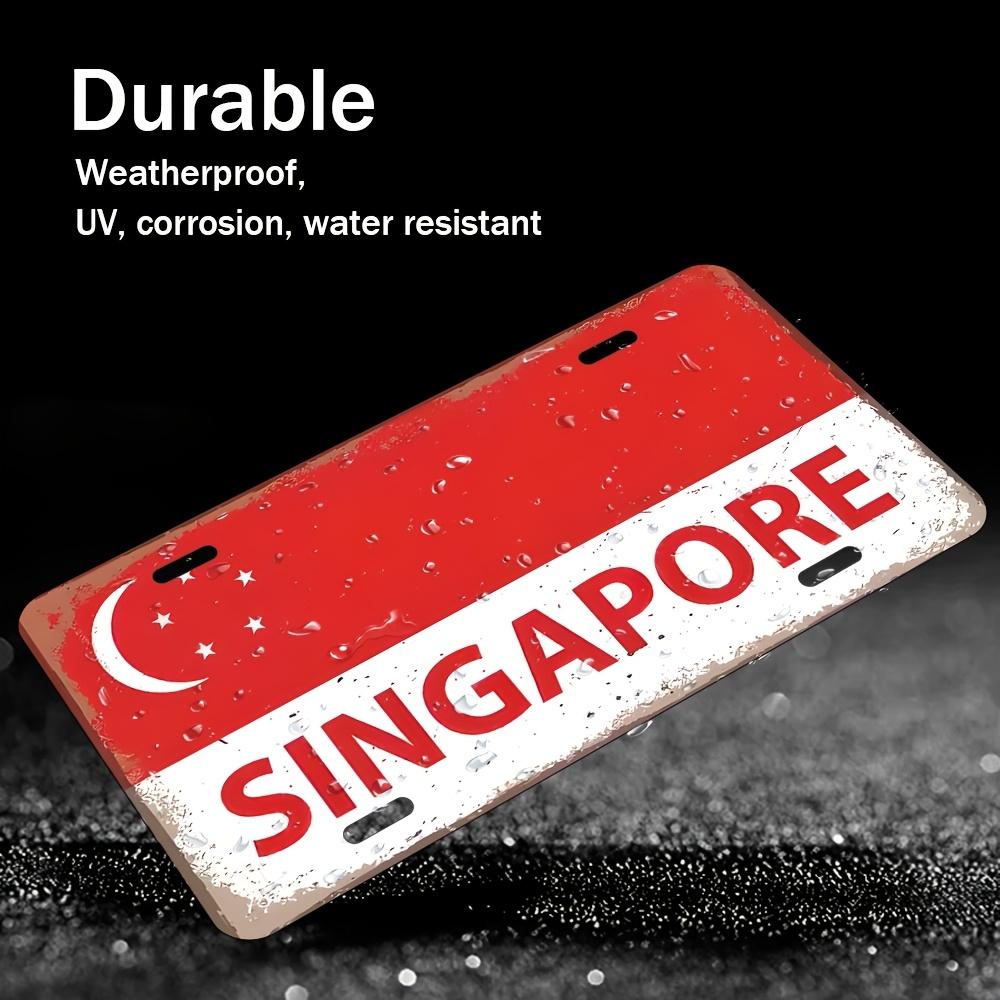 

D Flat Weatherproof Vintage Distressed SINGAPORE National Flag with Crescent Moon Stars Aluminum Tin Painting License Plat 15x30cm(5.9x7.8inch)