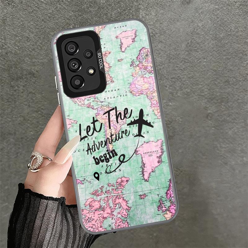Travel Map Artistic Pattern Shockproof Phone Case for Samsung A17 A16 A15 A14 A37 A57 A36 A56 A26 A35 A55 A25 A34 A54 A24 A13 A2