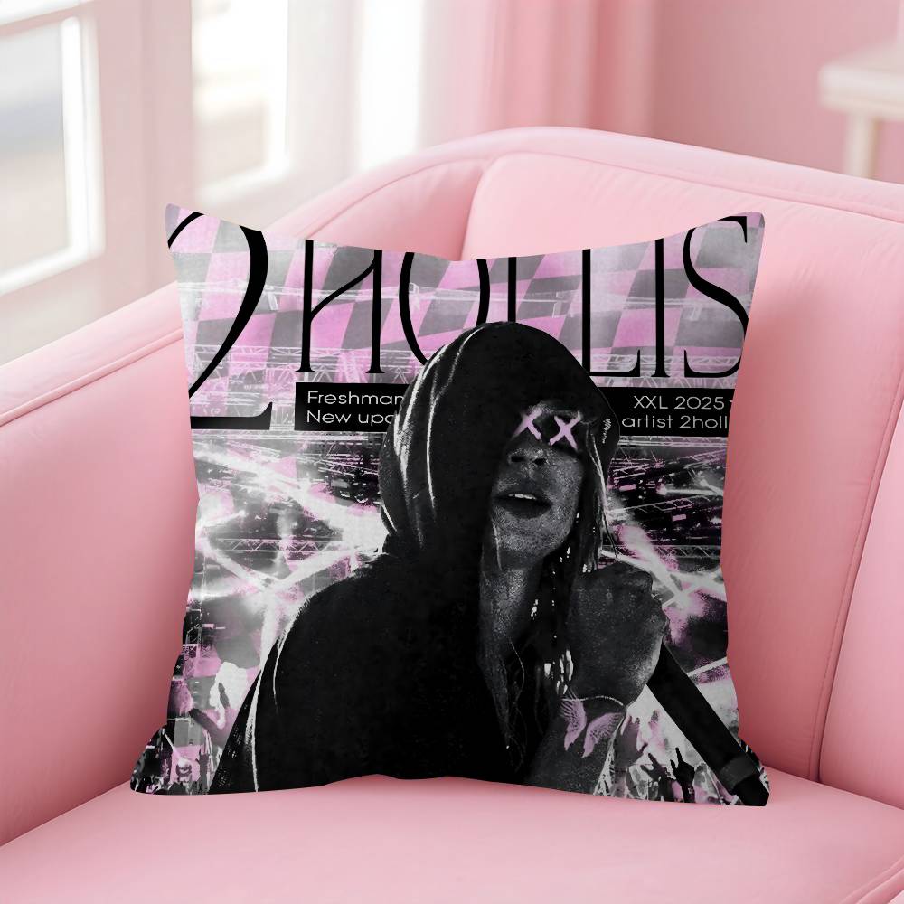 Rapper 2Hollis Star Album Double-Sided Printed Pillow Cover Short Plush Suitable Living Rooms Bedrooms Sofas Throw Cushion Cover