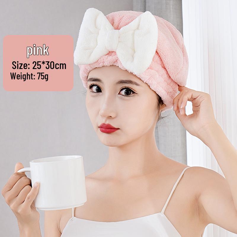 Thickened Double-Layer Coral Fleece Quick-Dry Hair Cap for Women, Water-Absorbent and Customizable with Logo
