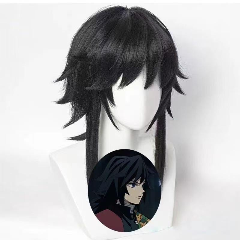 Silkyjoy Anime Karakters Cosplay Pruik, Zwarte Pluizige Dikke Paardenstaart Pruik Voor Mannen