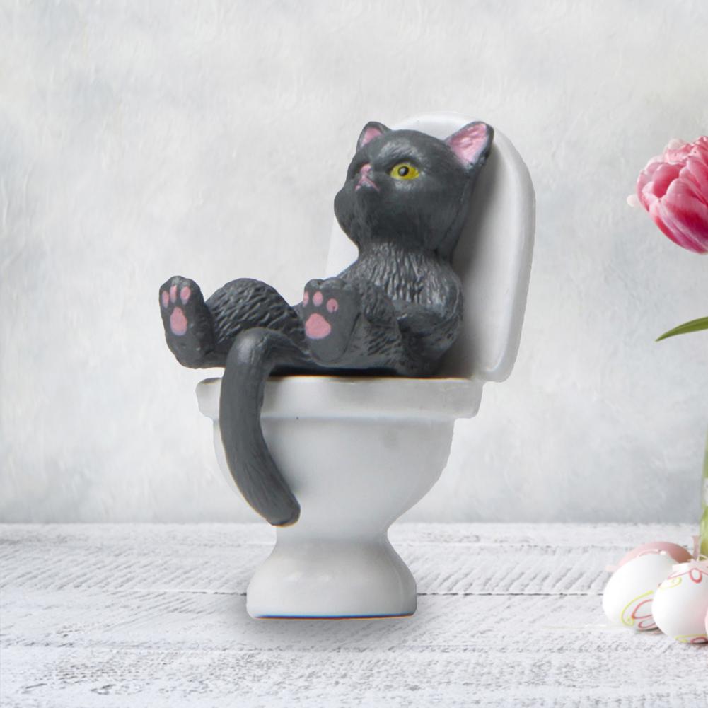 Cat Figurine Funny PVC Inspired Hand-crafted Toilet Series Cat Sculpture   Cat Statue  Party Supplies