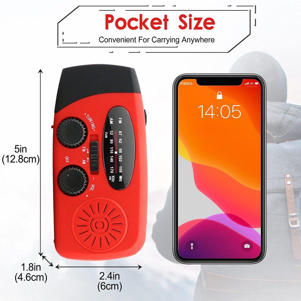 Hand Crank Charging Solar Charging Outdoor Weather Radio 1200mAh AM/FM/NOAA Emergency Flashlight Mobile Power Solar Charging