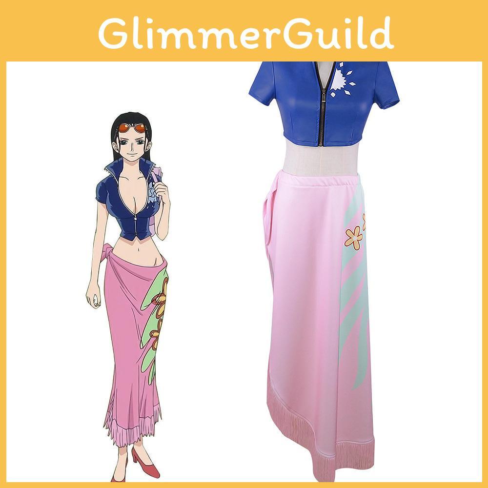 One Piece Nico Robin Skirt Anime Cosplay Costume Halloween Tops Decorated Perfect For Comic Exhibitions And Party Events.