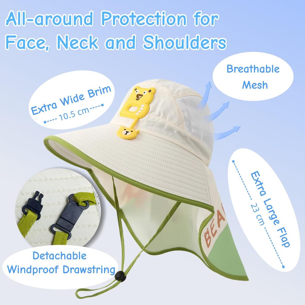 Kids Sun Hat Summer UV Protection Breathable Mesh Large Brim Outdoor Travel Hat Boys Girls Fisherman Beach Fisherman Hat