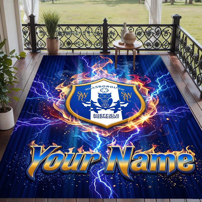 Custom Text Printed Rug Sheffield Wednesday FC Non Slip Floor Carpet For Home Room Decor