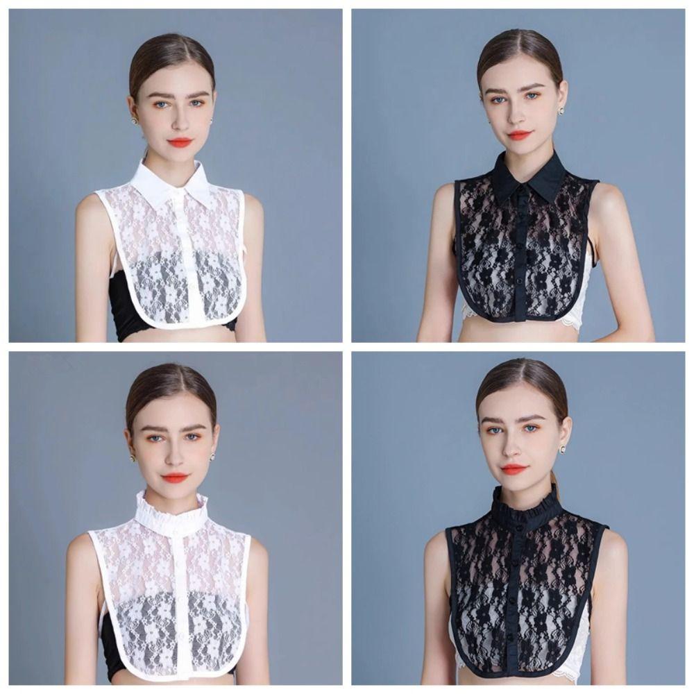Multifunctional Lace Collar Lace Up Shirt Collar Fashion Fake Collar  Women's