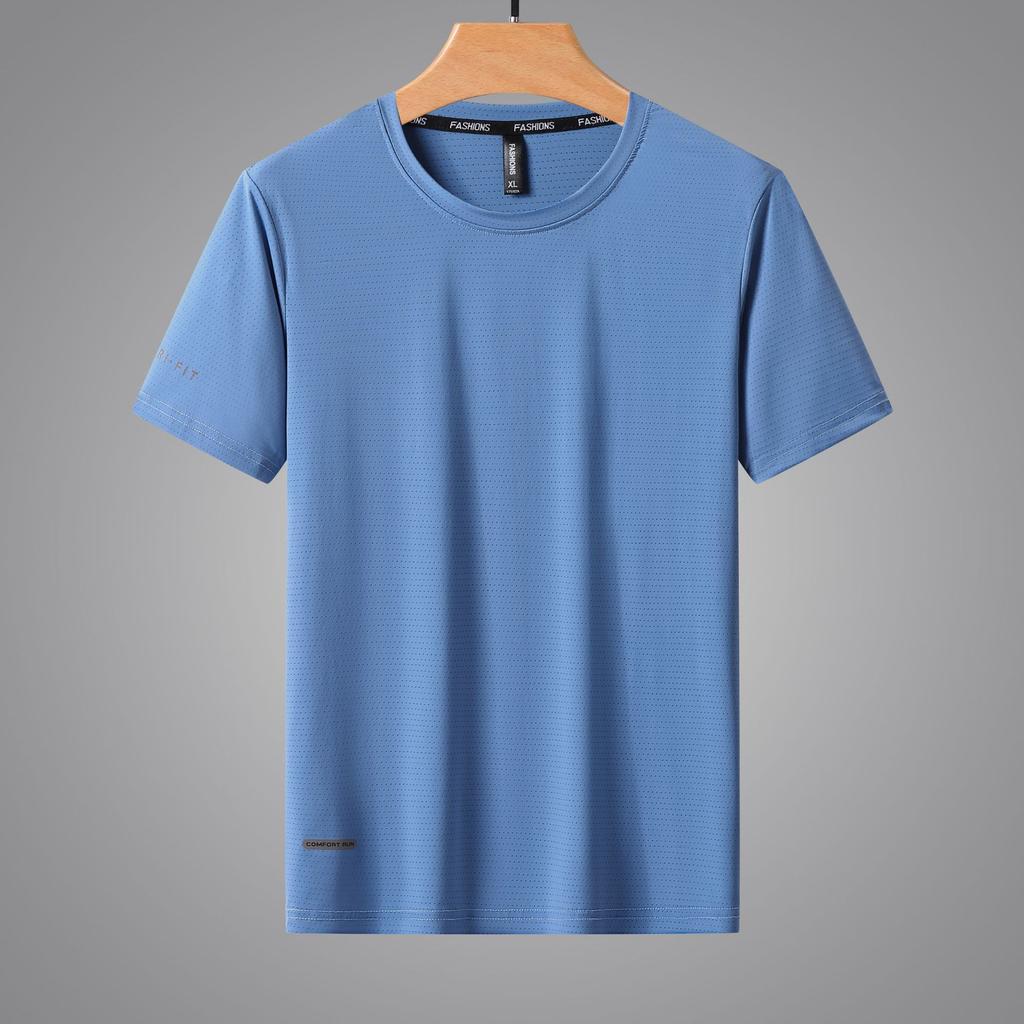 Dm Plus Size Ice Sports T-shirt for Men and Women Quick Drying Summer Thin Running Short Sleeved Solid Color Clothing, Breathable Loose Casual Top