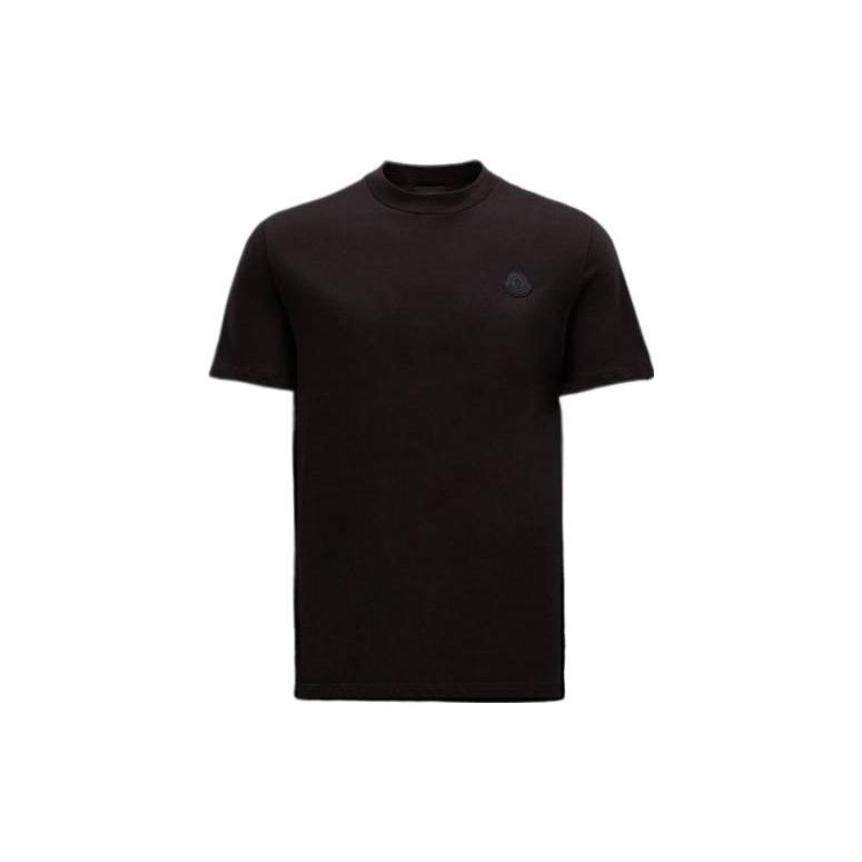 Moncler SS23 Effen Logo Reli&euml;f Ronde Hals T-shirt Heren Tops Zwart I10918C00007829H8999 XXL