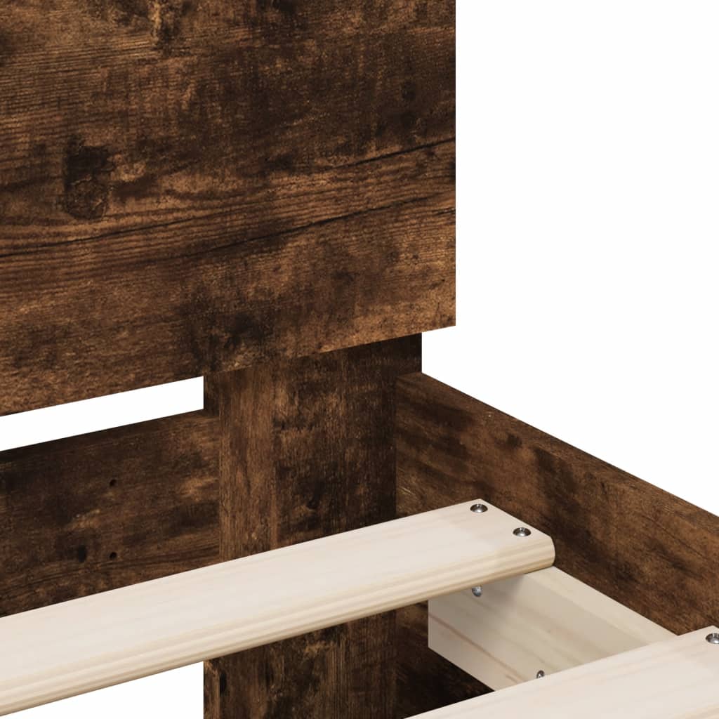 Vidaxl Bed Frame with Headboard, Smoked Oak, 90X200 Cm