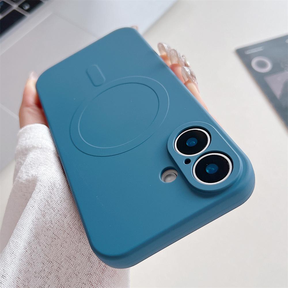 Liquid Silicone Case For iPhone 16 15 14 13 12 11 Pro Max Plus Phone Magnetic Wireless Charger For Magsafe Shockproof Back Cover