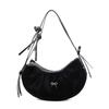 2025 Fashionable New Glossy PU Half Moon Shoulder Bags Solid Zipper High Quality Stylish Design Exquisite Armpit Bags for Women