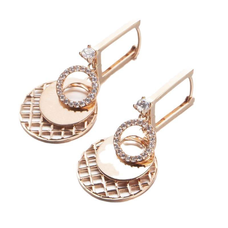 Purple Gold Ear Buckle Fashion Trend Diamond-Plated Rose Gold Sequined Mesh Colored Gold Earrings