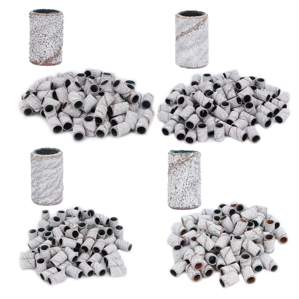 100pcs Nail Art Sanding Bands Professional Manicure Sanding Rings Nail Salon Tools White