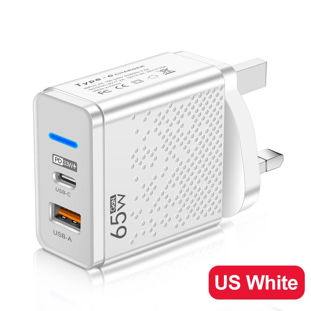 65W GaN Telefonladdare USB PD Riktigt Snabb Laddning Mobiltelefon Typ C Snabbladdare Adapter Hög Hastighet för IPhone Huawei Xiaomi