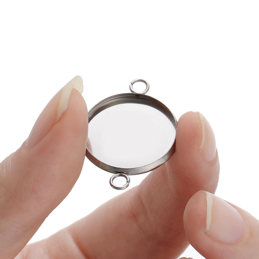 20pcs/lot Stainless Steel Cabochon Cameo Base Settings 6-25mm Necklace Bracelets Pendants Tray For Diy Necklace Jewelry Making