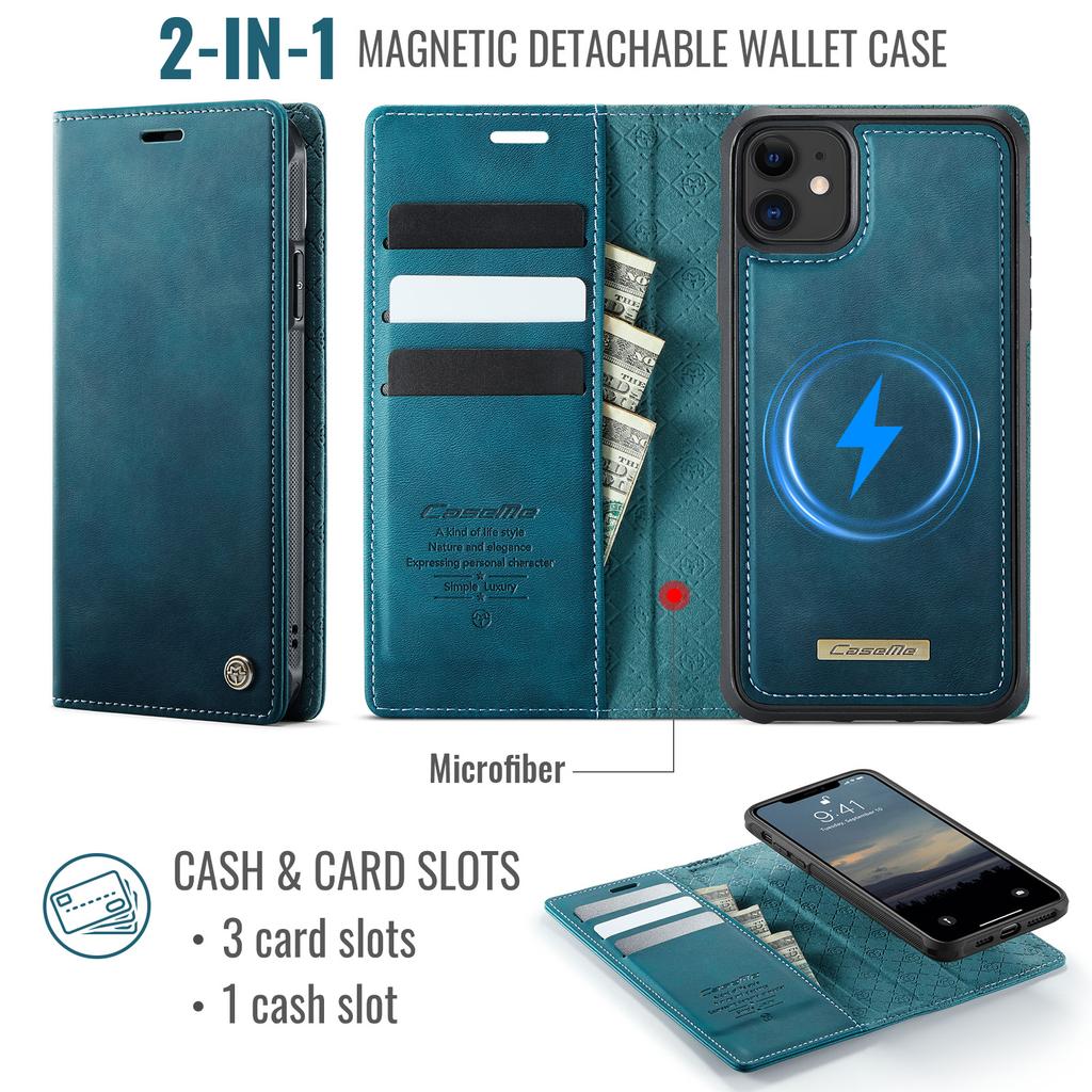 For iPhone 12 Pro 6.1 inch/iPhone 12 6.1 inch Case CASEME C49 Compatible with MagSafe RFID Blocking Detachable Wallet Leather Phone Cover