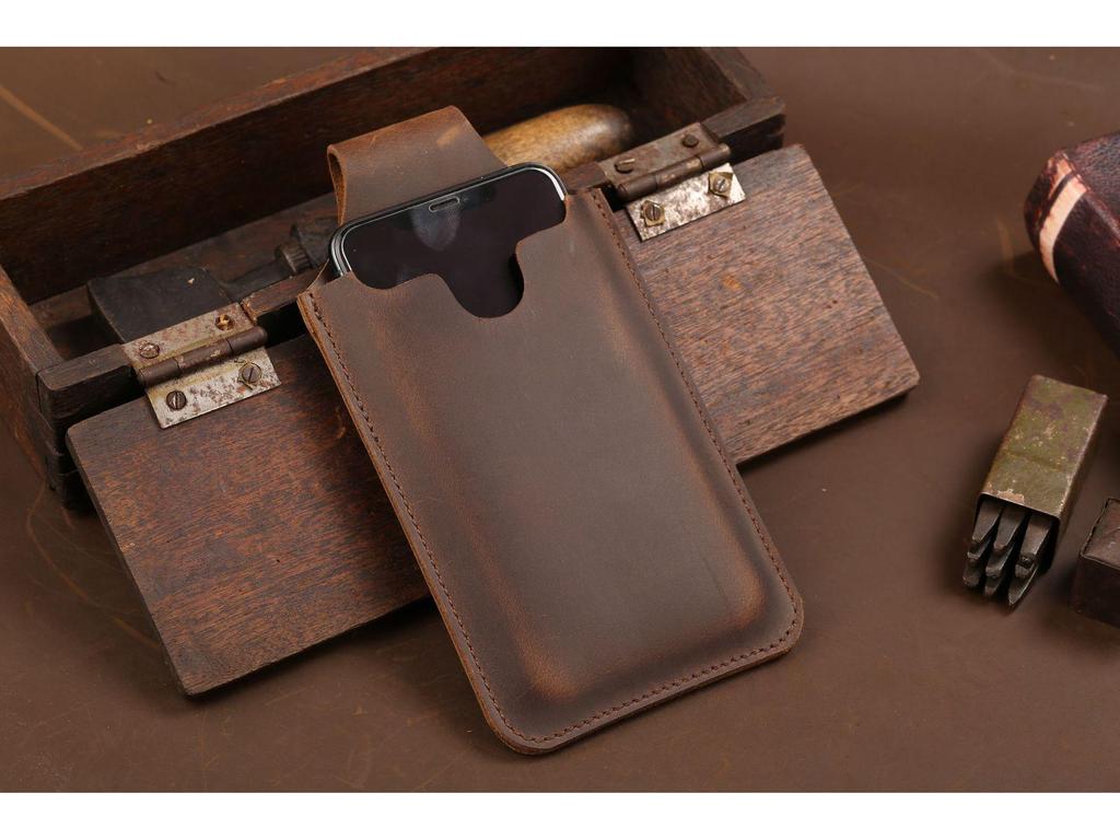 Genuine Leather EDC Tactical Phone Pouch - Men's Outdoor Waist Protective Case