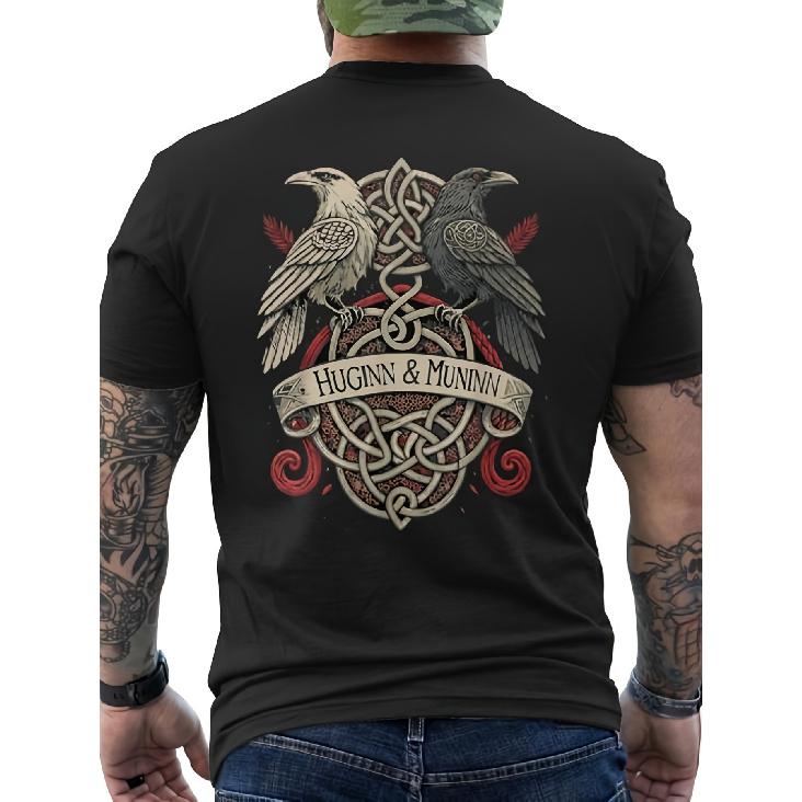 Men s Black Short Sleeve T-Shirt with Viking Huginn & Muninn Ravens Graphic, Celtic Knot Design, Soft Cotton Blend, Crew Neck, Casual Fit for S чёрный