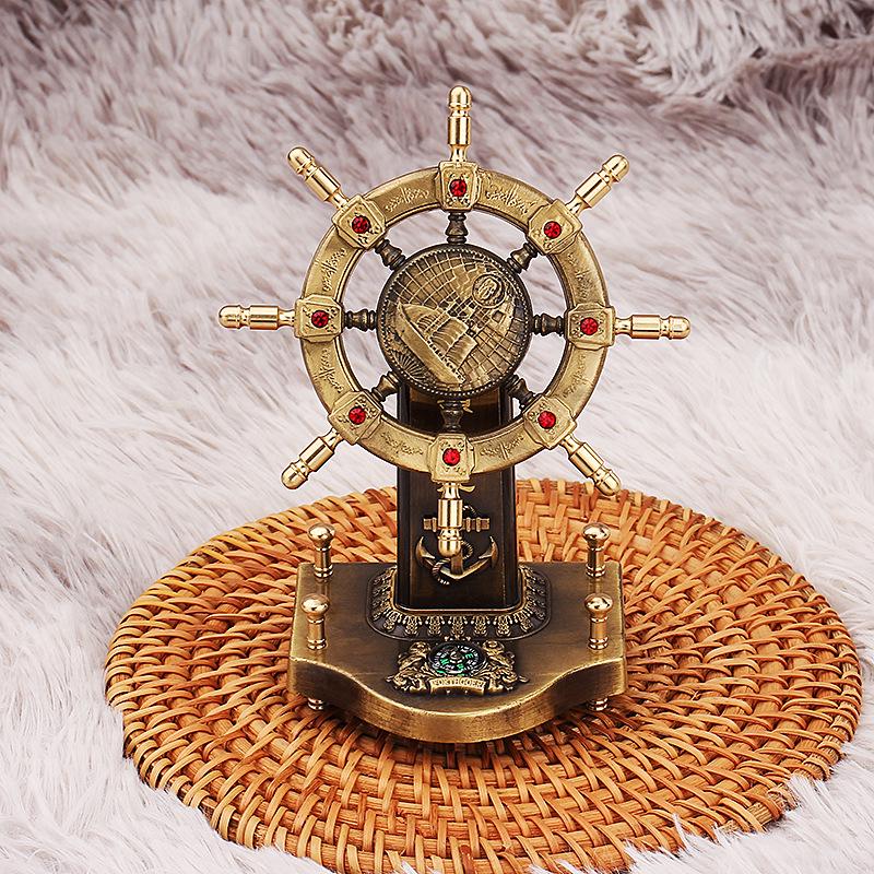 

Antique Brass Helmsman s Wheel Nautical Desk Ornament
