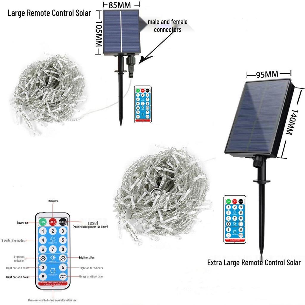 Solar LED Color Waterfall Curtain Lights - Outdoor Waterproof Decorative Christmas Icicle Lights