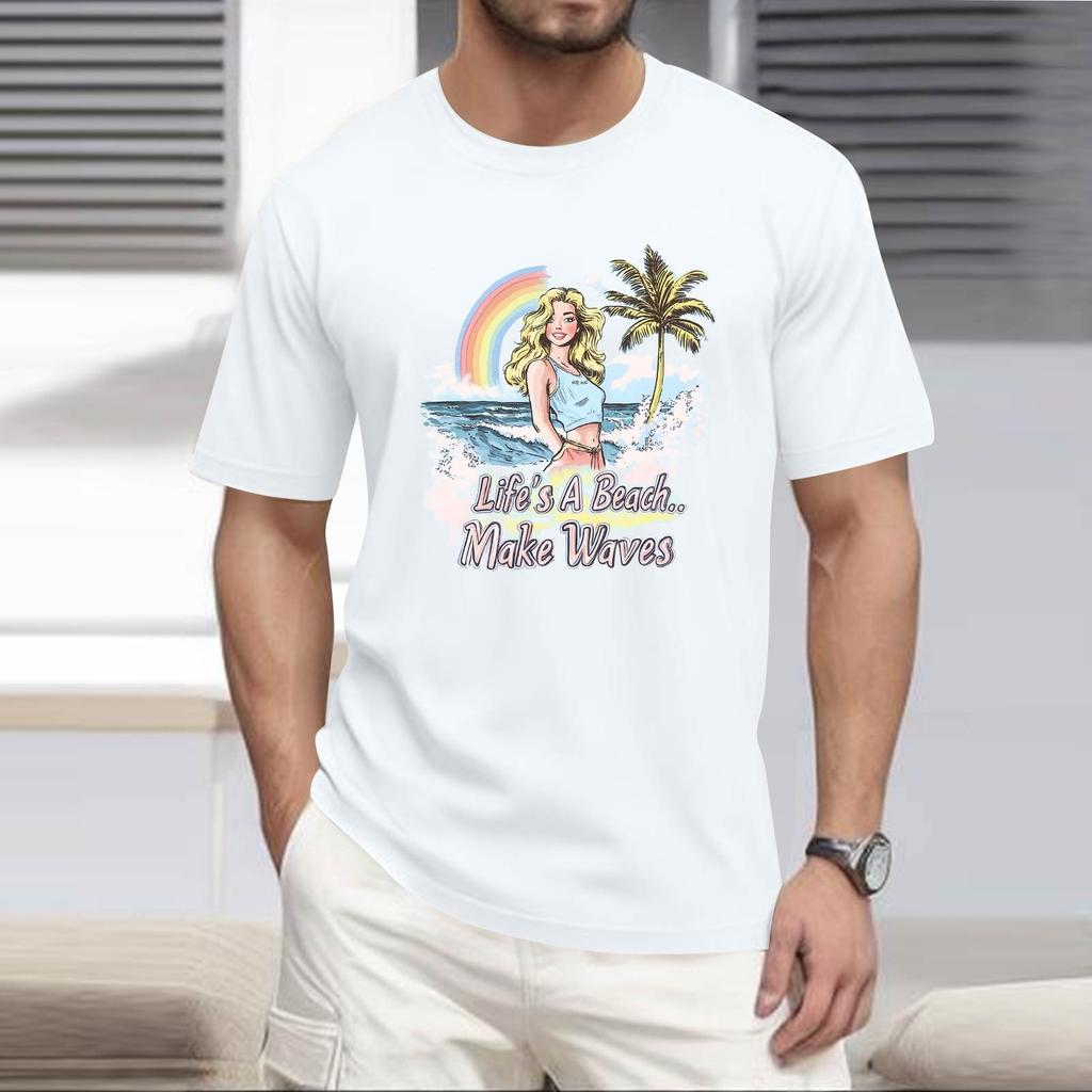 Men's Stand Collar Short Sleeve Shirt Loose Leisure Holiday Shirt Man