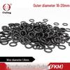 Black Fluororubber O-ring: OD 16-20mm, 1.9mm Cross-section, Pressure & Corrosion-resistant Seal.