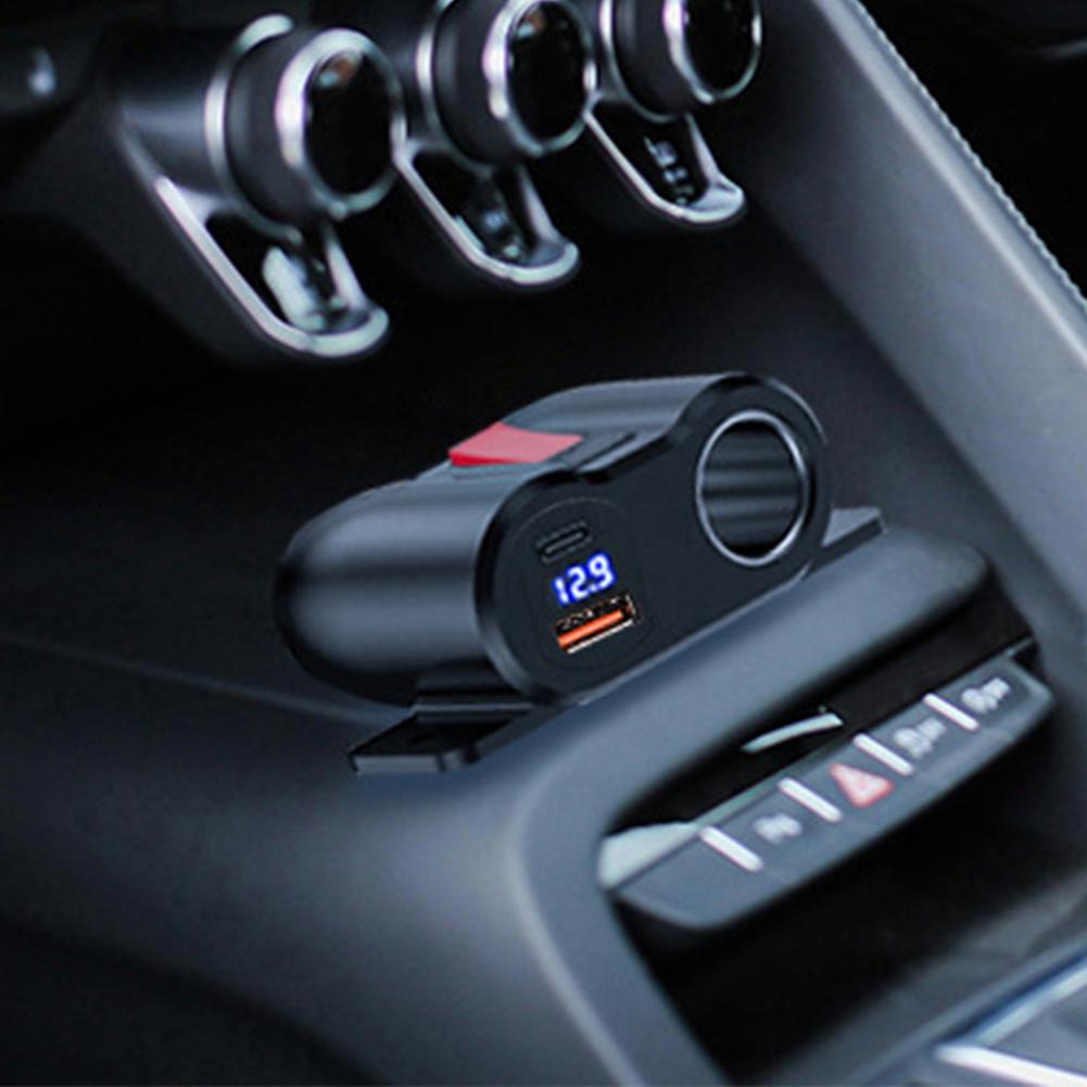 12-24V USB C Ports Socket 36W PD3.0+18W QC3.0 Dual USB Built-in Car Camper Adapter Cigarette Lighter For RV Marine Motorcycle