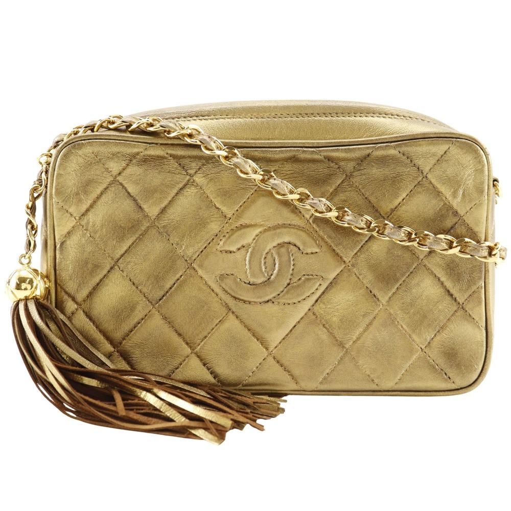 

CHANEL Fringe ChainShoulder Shoulder Bag A03727 Matelasse gold lambskin Women Used
