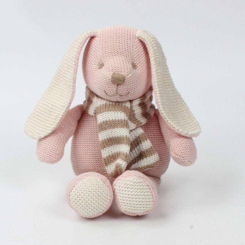 Soft Cotton Knitted Rabbit Doll Handmade Soothing Plush Toy Plush Rabbit Doll  Newborn