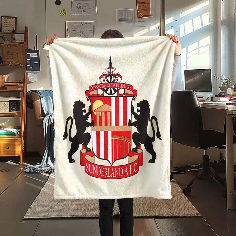 1PC Sunderland Association Football Club Patterned Flannel Blanket Suitable For All Seasons for Home Decor Warmth and Comfort Gifts Holiday Present