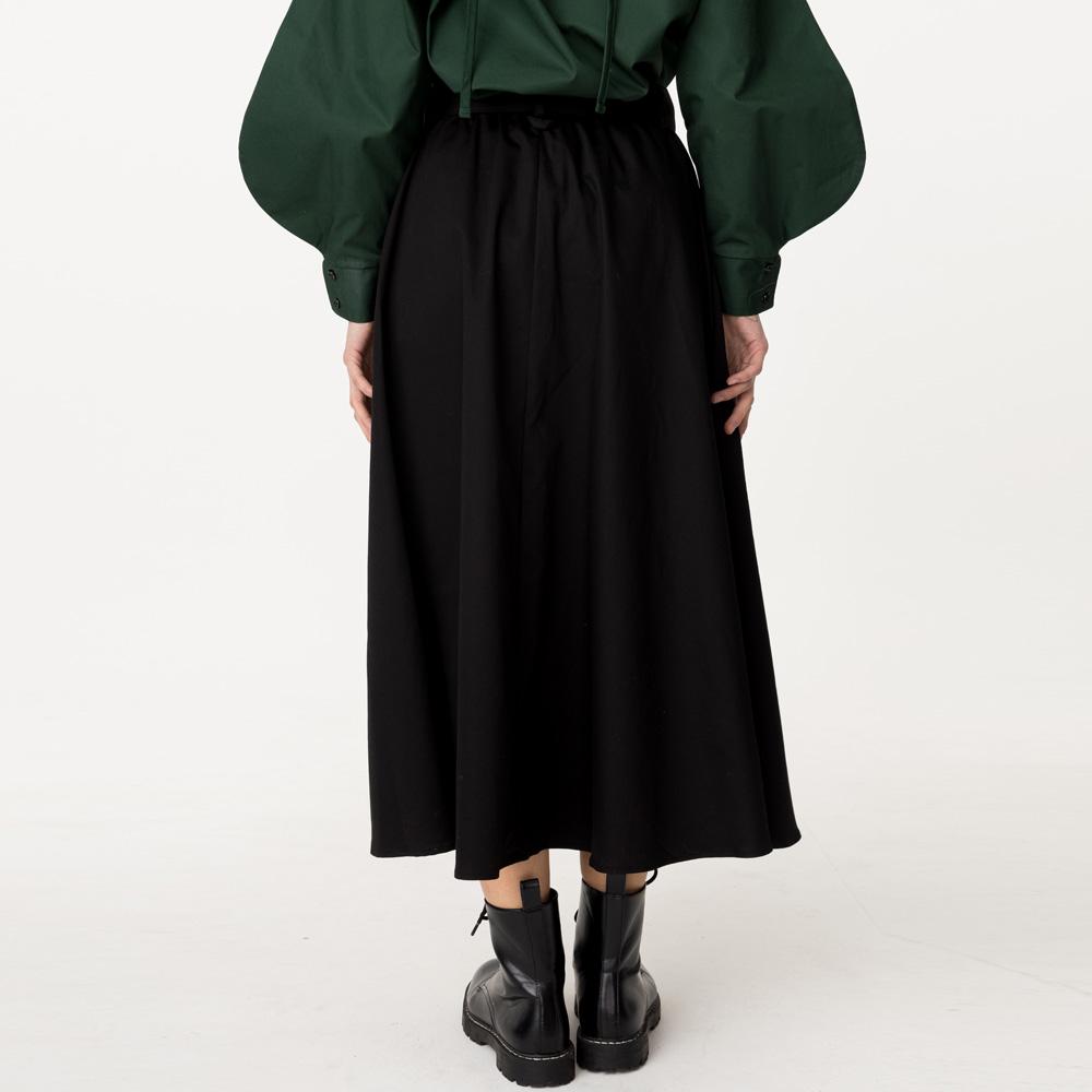 Bunderghost String Flare Long Skirt Black