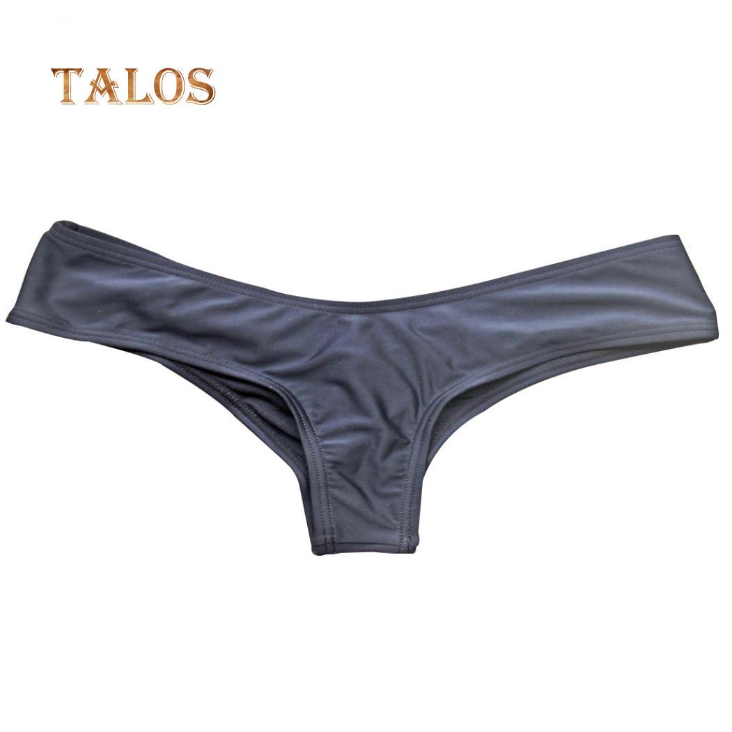 

Talos Hot Sexy Summer Bikini Thong Bottom Brazilian Ruched Bandage Swimwear Sexy Beach Wear M чёрный