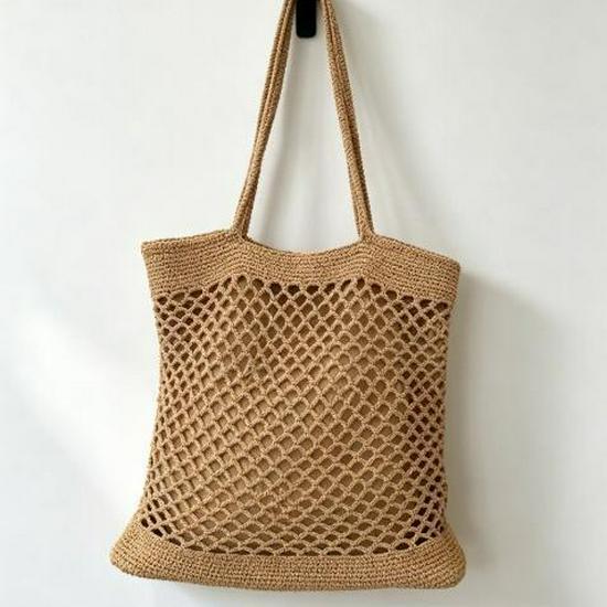 Women's Large Capacity Straw Woven Shoulder Tote Bag - Fashionable Beach Style
