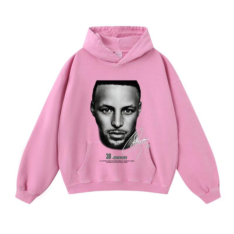 Mens Oversized Cotton Hoodie Streetwear Loose Fit Heavyweight Sweatshirt With Distressed Wash Effect