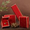 Luxury New Chinese Style Classic Rectangle Jewelry Display Box Gold Trim Embroidery Case for High-End Jewelry