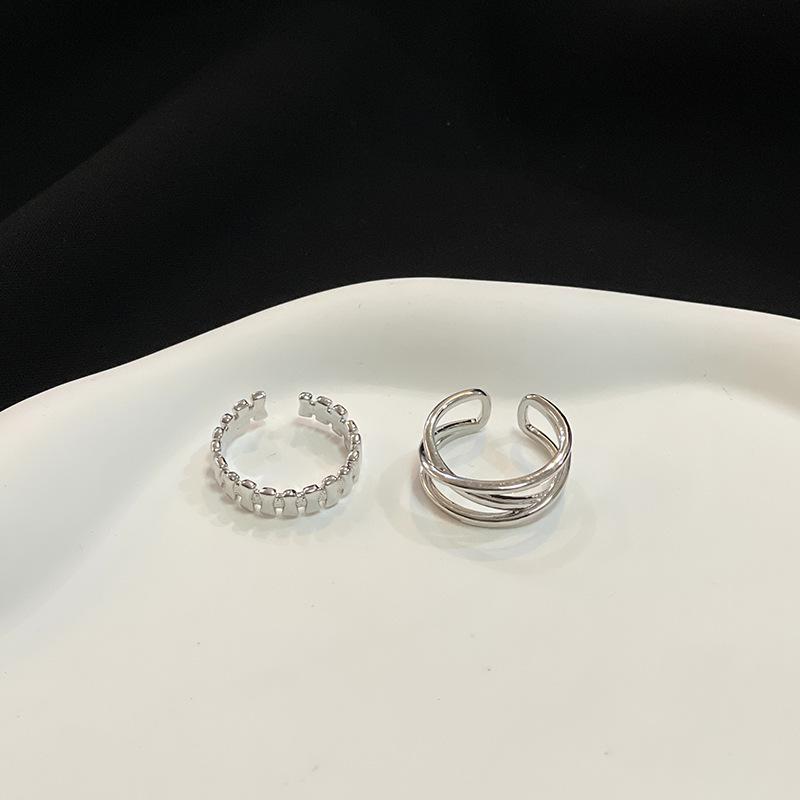 Niche Design Simple Double-Layer Cross Ring Women'S Tide Fashion Personality Adjustable Index Finger Ring