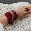 IngeSight.Z 2026 Boho Geometric Acrylic Resin Elasticity Bangles Ring Set Women Vintage CCB Beads Bangle Bracelets Charm Jewelry
