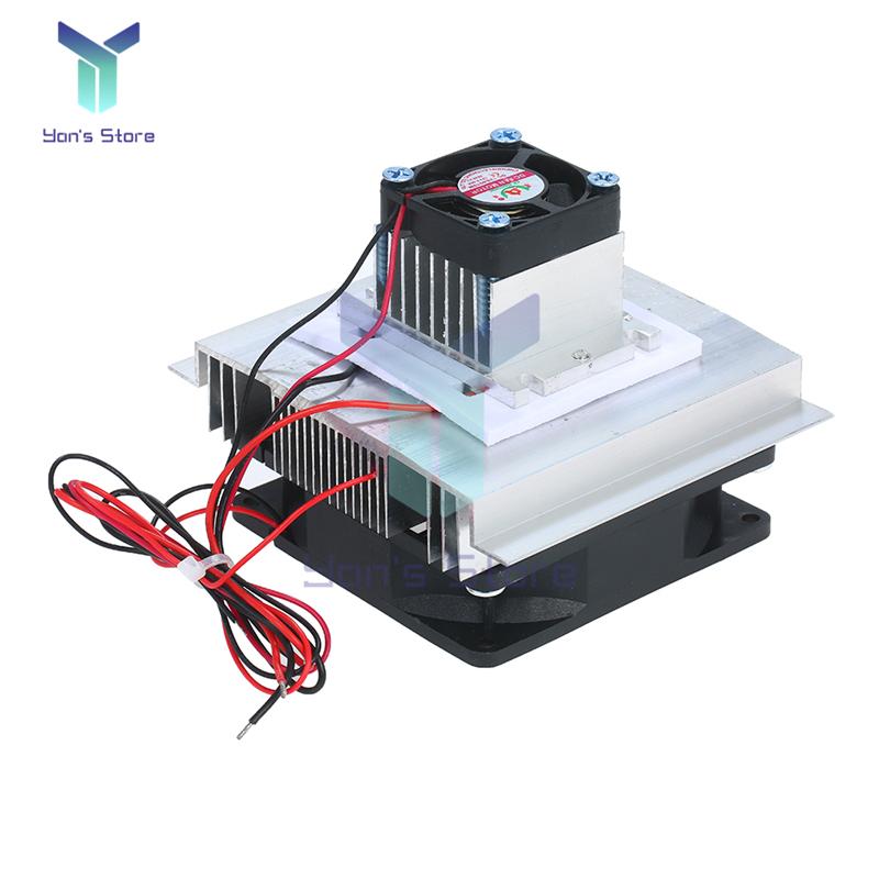 DC 12V 60W Thermoelectric Peltier Refrigeration Cooler Semiconductor Air Conditioner Cooling System DIY Kit with Fan