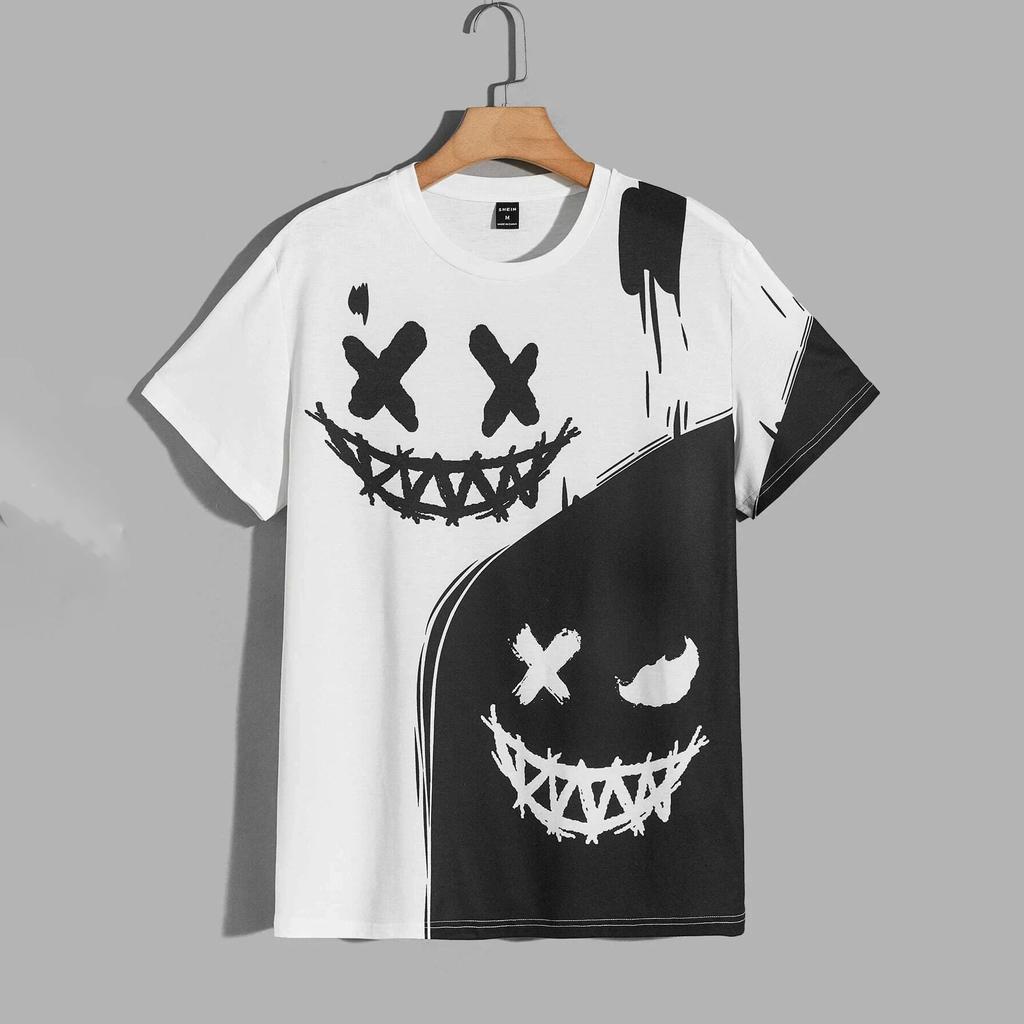 Men's Street Fashion T-Shirt Short Sleeve Hip Hop Print T-Shirt