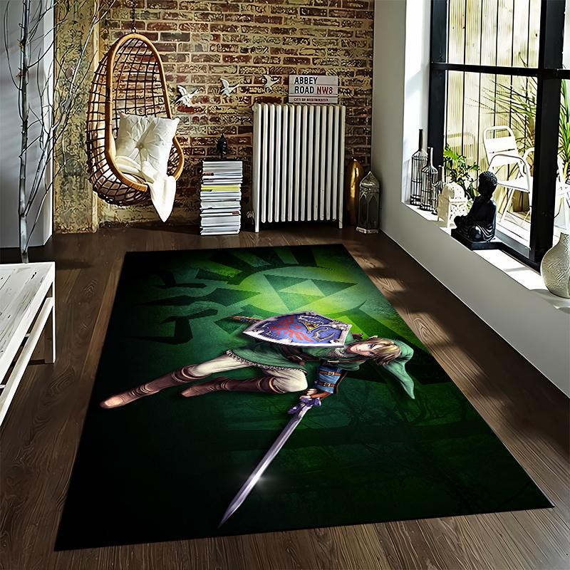 Brave Adventurer on Mysterious Background Rug Suitable for use as an anti-slip game mat for living room and bedroom sofas