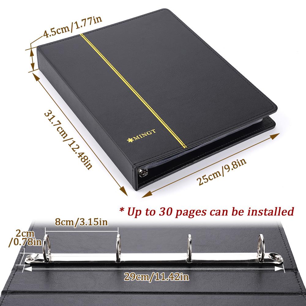 Черный кожаный скоросшиватель для вкладышей без шитых внутренних страниц для коллекционирования банкнот марок монет 5342335см 5570₽