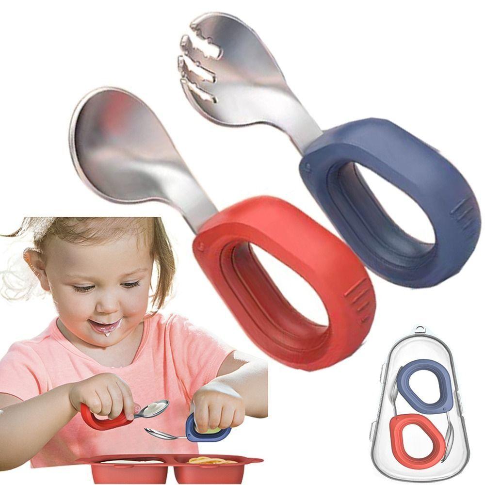 Anti-slip Baby Silicone Spoon Set Anti-Choke Design Toddler Cutlery Kit  Baby Feeding