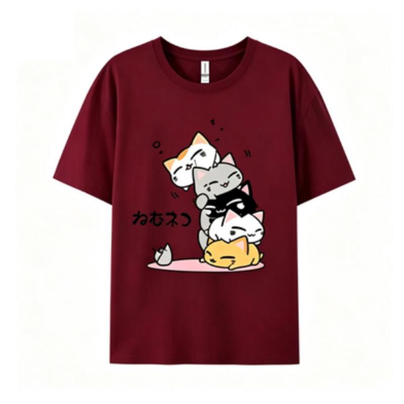 New summer style Korean version pure cotton shortsleeved top Unisex loose fit cartoon design versatile suitable for both Unisex wome